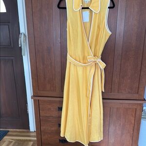Yellow Sleeveless Wrap Dress
